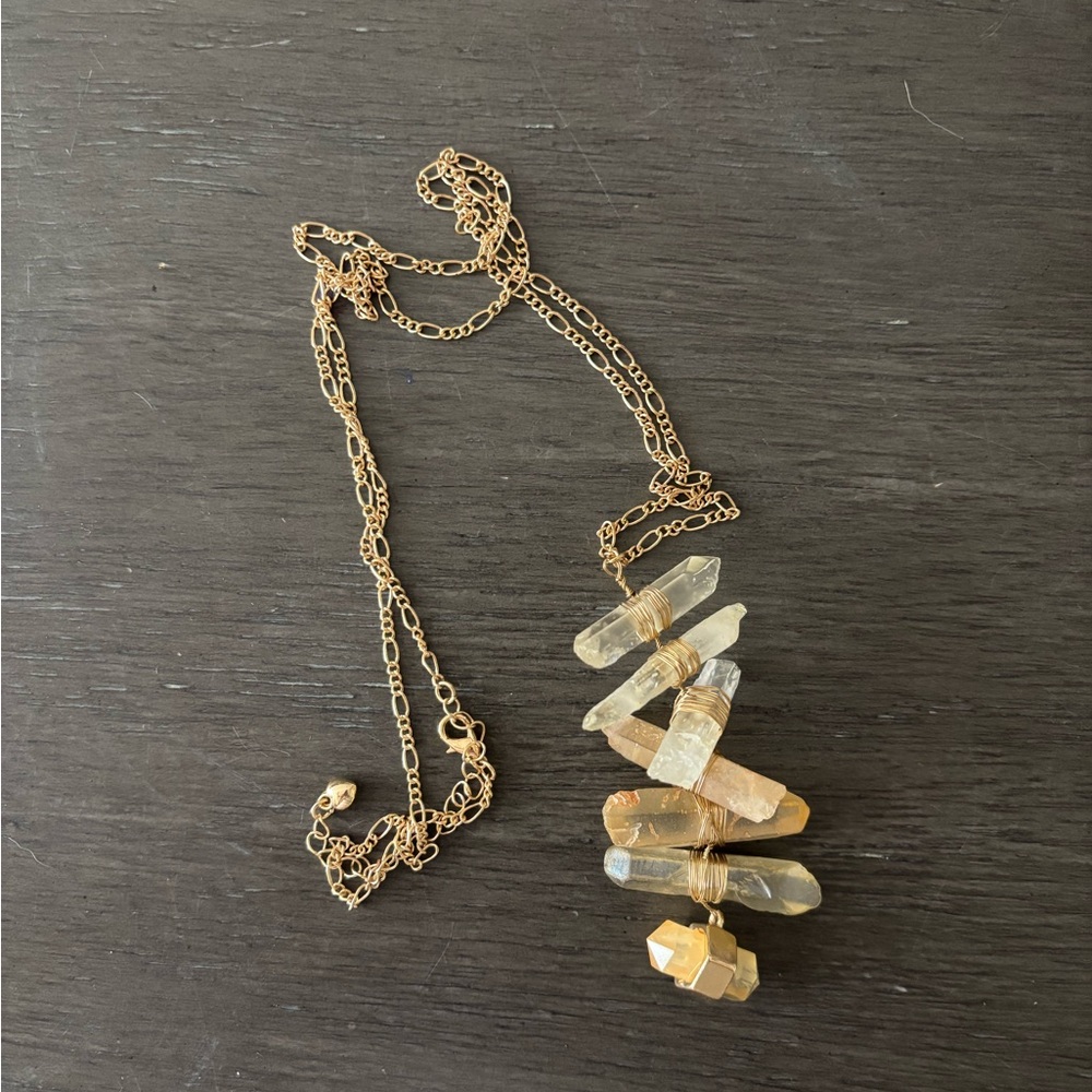 Gold Crystal Pendant Necklace